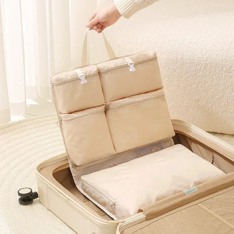 Organisateur de voyage suspendu, pliable et portable, à poches multiples pour vêtements et accessoires 5