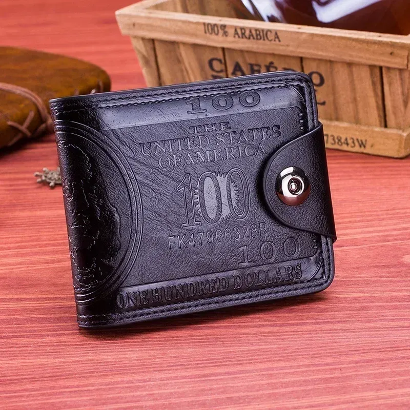 Portefeuille en cuir véritable pour homme, fin et pliable, avec protection RFID, grande capacité pour cartes de crédit, design porte-billets américain 8