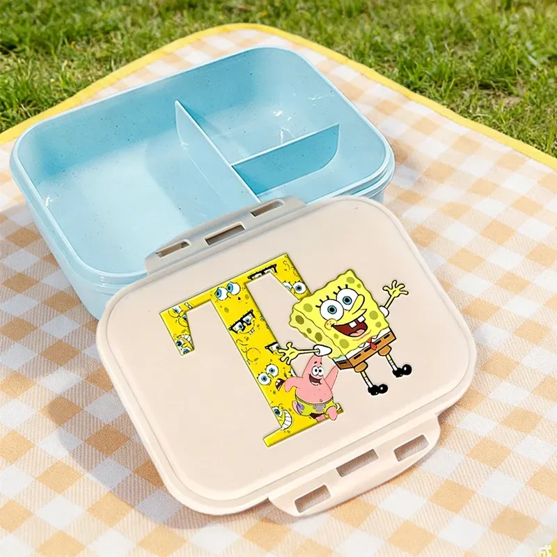 Boîte à lunch pour enfants, boîte bento compartimentée pour étudiants avec lettres A à Z, boîte-repas portable pour l'école, le bureau, fruits et collations - Image 1