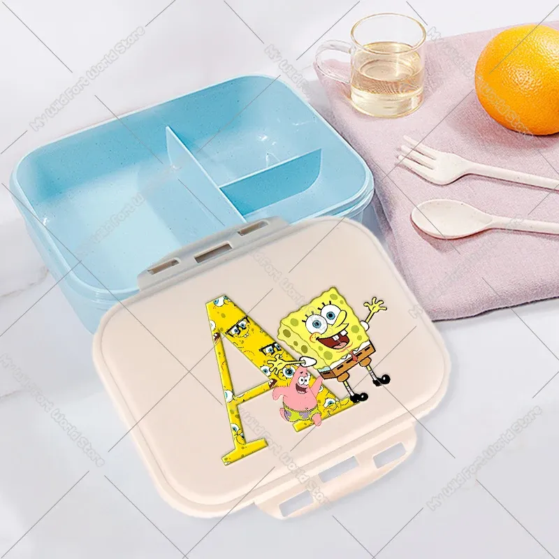 Boîte à lunch pour enfants, boîte bento compartimentée pour étudiants avec lettres A à Z, boîte-repas portable pour l'école, le bureau, fruits et collations 19