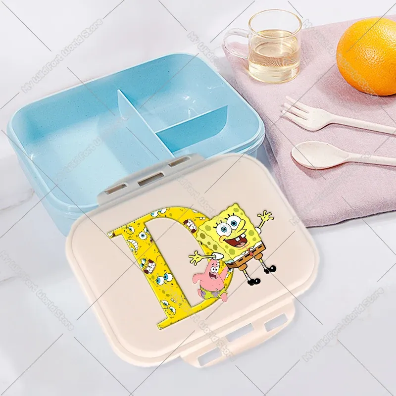 Boîte à lunch pour enfants, boîte bento compartimentée pour étudiants avec lettres A à Z, boîte-repas portable pour l'école, le bureau, fruits et collations 16