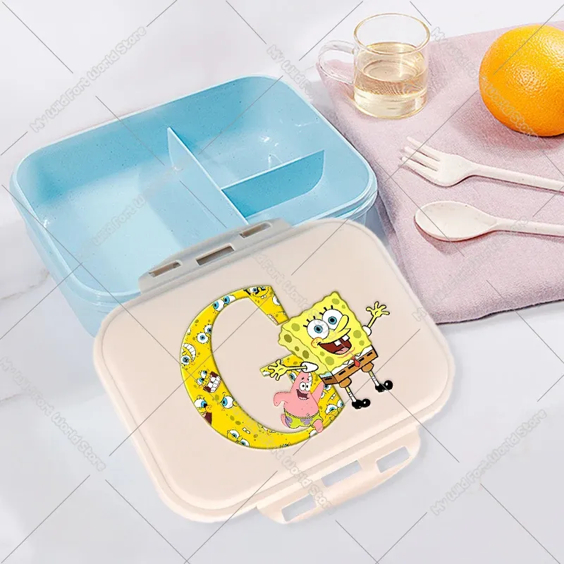 Boîte à lunch pour enfants, boîte bento compartimentée pour étudiants avec lettres A à Z, boîte-repas portable pour l'école, le bureau, fruits et collations 13