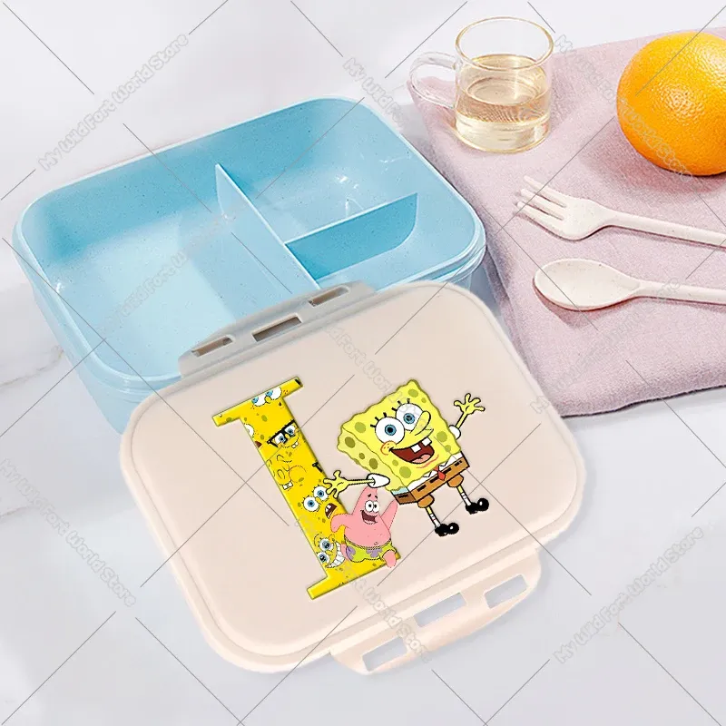 Boîte à lunch pour enfants, boîte bento compartimentée pour étudiants avec lettres A à Z, boîte-repas portable pour l'école, le bureau, fruits et collations 11