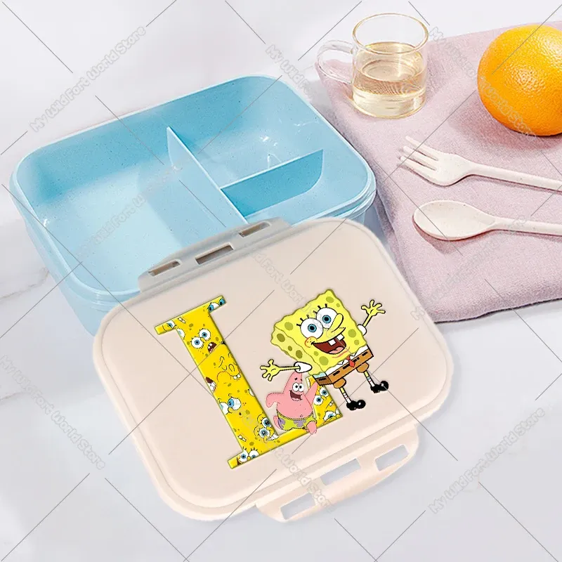 Boîte à lunch pour enfants, boîte bento compartimentée pour étudiants avec lettres A à Z, boîte-repas portable pour l'école, le bureau, fruits et collations 8