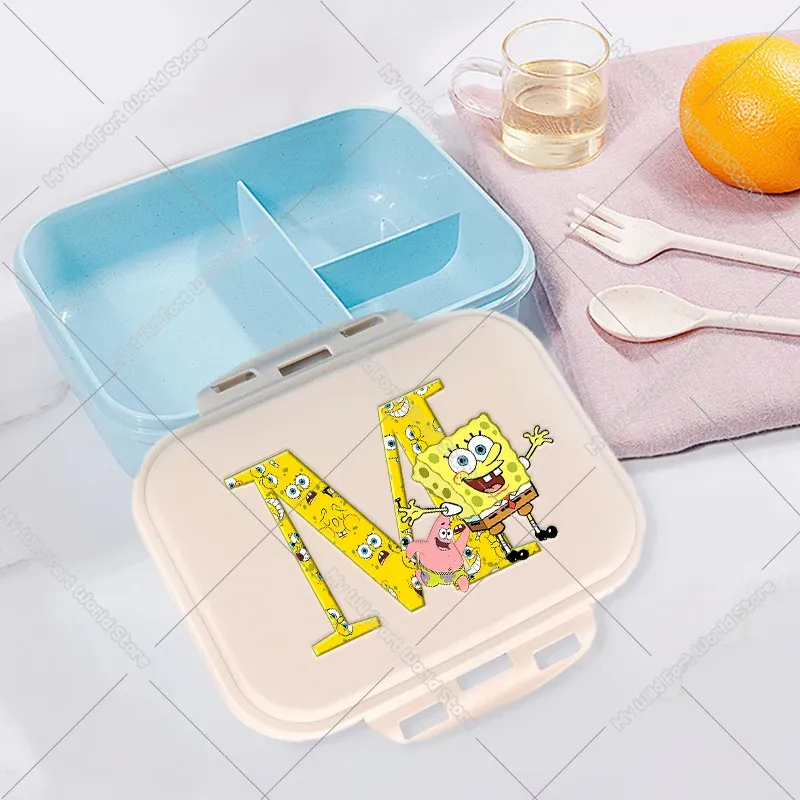 Boîte à lunch pour enfants, boîte bento compartimentée pour étudiants avec lettres A à Z, boîte-repas portable pour l'école, le bureau, fruits et collations 7