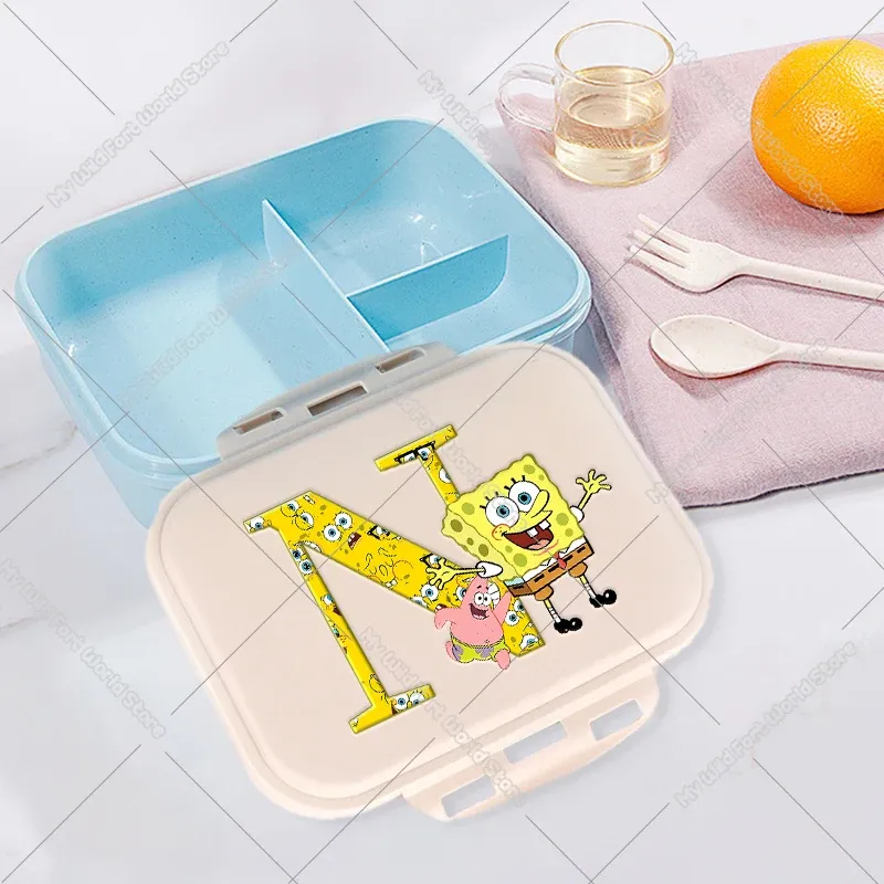 Boîte à lunch pour enfants, boîte bento compartimentée pour étudiants avec lettres A à Z, boîte-repas portable pour l'école, le bureau, fruits et collations 33