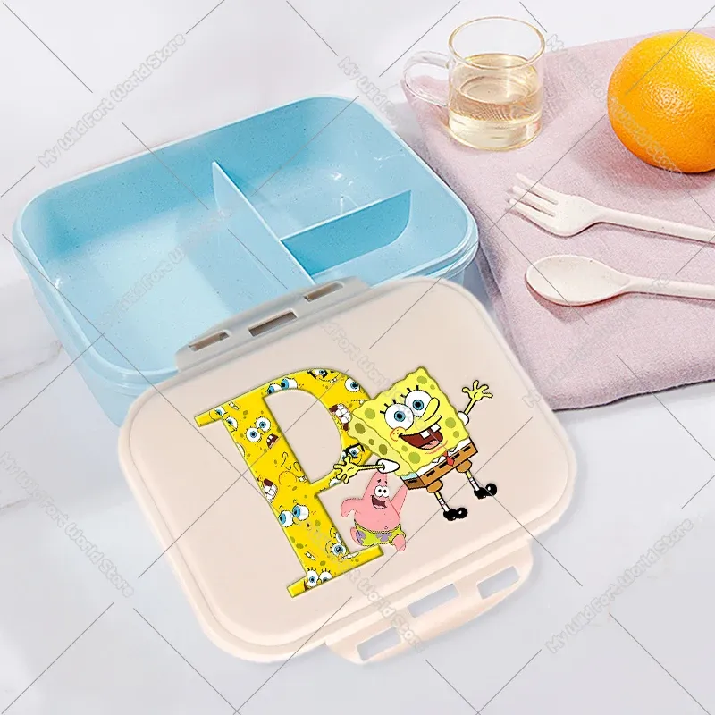 Boîte à lunch pour enfants, boîte bento compartimentée pour étudiants avec lettres A à Z, boîte-repas portable pour l'école, le bureau, fruits et collations 31