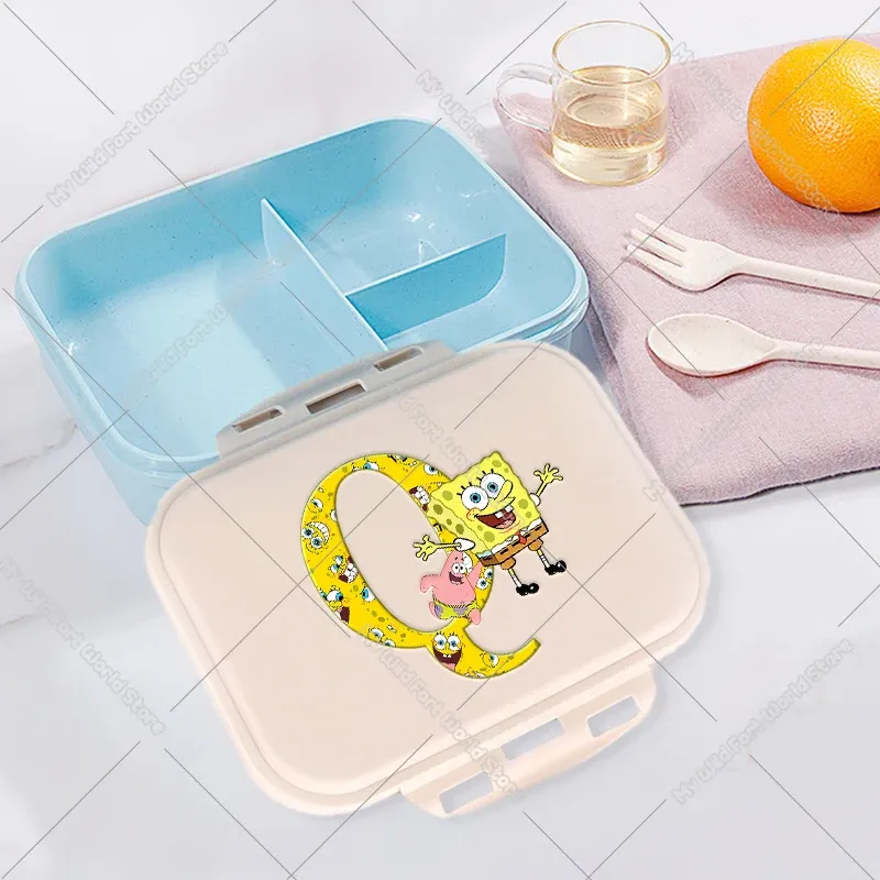 Boîte à lunch pour enfants, boîte bento compartimentée pour étudiants avec lettres A à Z, boîte-repas portable pour l'école, le bureau, fruits et collations 30