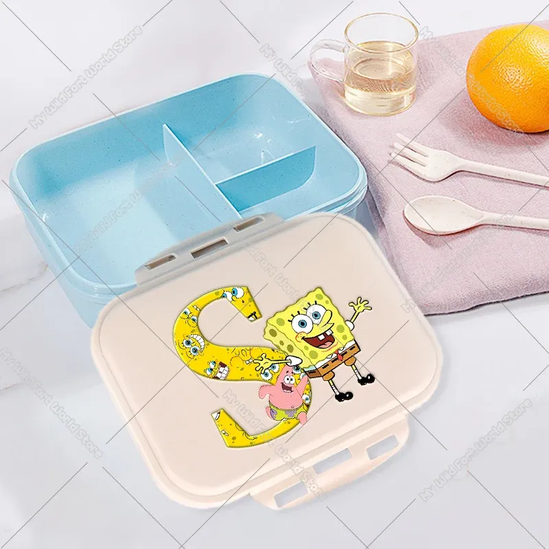 Boîte à lunch pour enfants, boîte bento compartimentée pour étudiants avec lettres A à Z, boîte-repas portable pour l'école, le bureau, fruits et collations 28