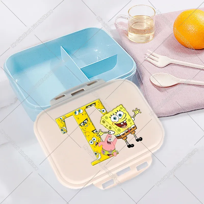 Boîte à lunch pour enfants, boîte bento compartimentée pour étudiants avec lettres A à Z, boîte-repas portable pour l'école, le bureau, fruits et collations 27