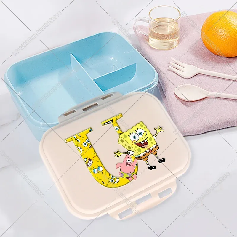 Boîte à lunch pour enfants, boîte bento compartimentée pour étudiants avec lettres A à Z, boîte-repas portable pour l'école, le bureau, fruits et collations 26