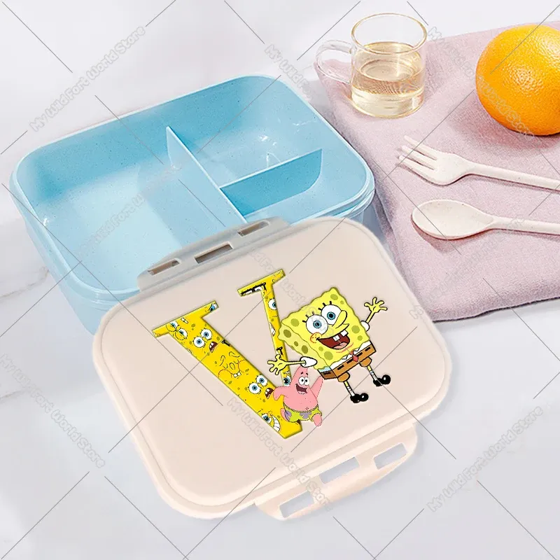 Boîte à lunch pour enfants, boîte bento compartimentée pour étudiants avec lettres A à Z, boîte-repas portable pour l'école, le bureau, fruits et collations 25