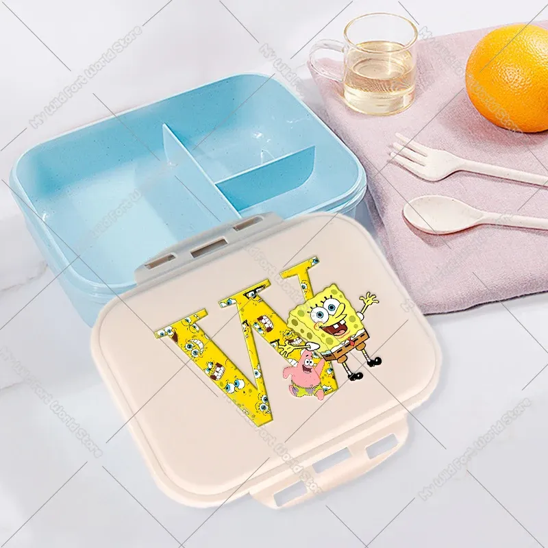 Boîte à lunch pour enfants, boîte bento compartimentée pour étudiants avec lettres A à Z, boîte-repas portable pour l'école, le bureau, fruits et collations 24