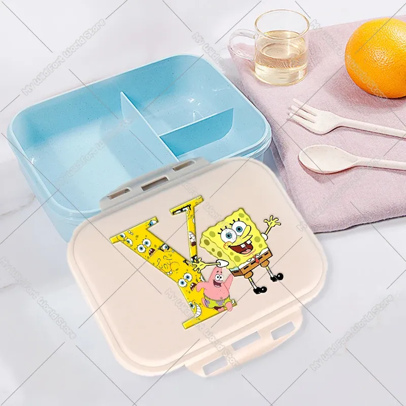 Boîte à lunch pour enfants, boîte bento compartimentée pour étudiants avec lettres A à Z, boîte-repas portable pour l'école, le bureau, fruits et collations 22