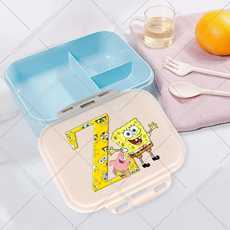 Boîte à lunch pour enfants, boîte bento compartimentée pour étudiants avec lettres A à Z, boîte-repas portable pour l'école, le bureau, fruits et collations 21
