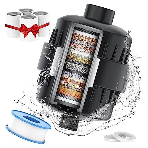 Filtre de douche multi-étapes avec cartouches de rechange, en ABS, pour eau dure 6