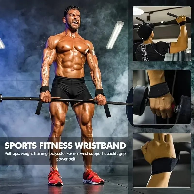 Paire de sangles antidérapantes pour haltères, idéales pour la musculation, le CrossFit et l'entraînement 4
