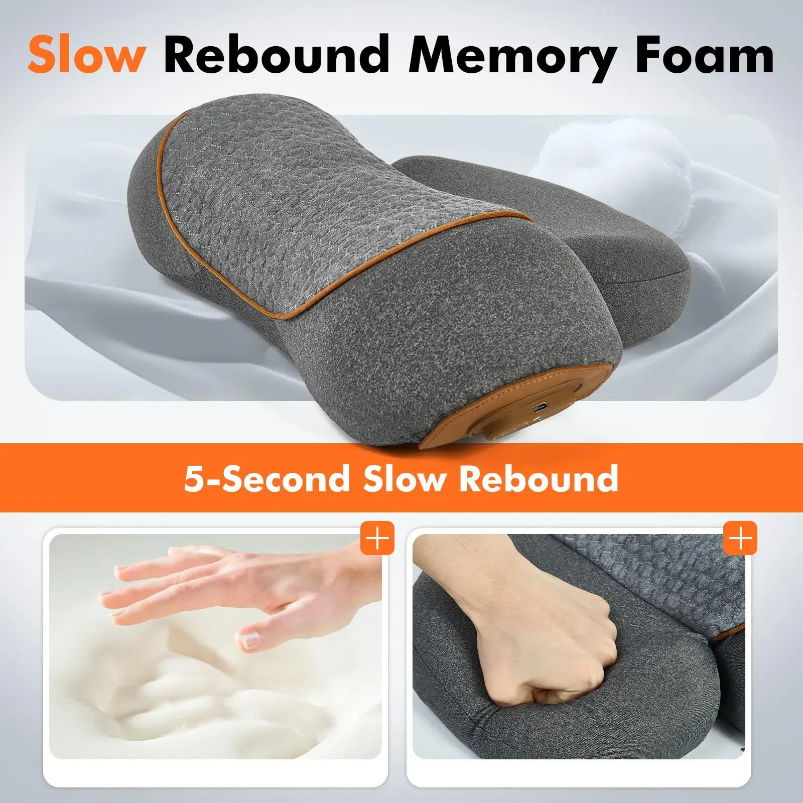 Masseur électrique pour cou, oreiller cervical avec compresse chaude, extensible, chauffant, à vibrations, oreiller de massage pour le cou et les épaules, traction du dos 4
