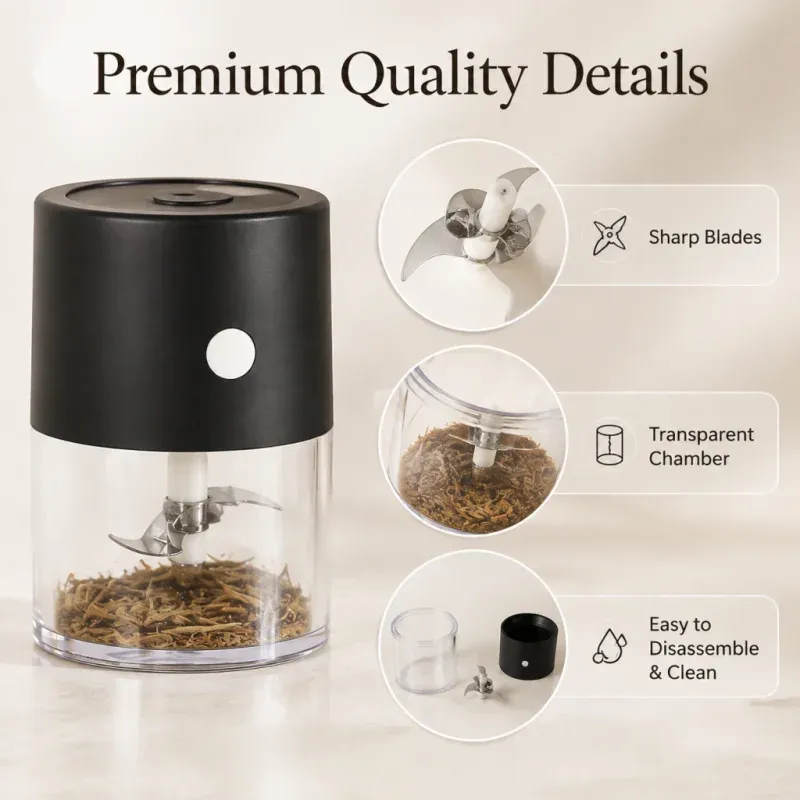 Broyeur électrique rechargeable USB multifonction pour herbes, épices et café 4