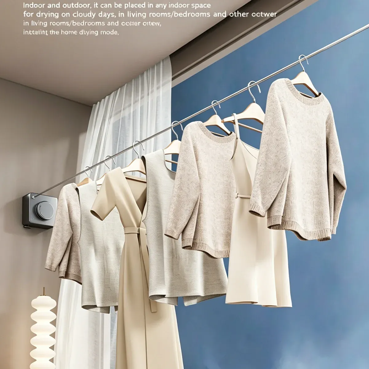 Séchoir à linge rétractable en acier inoxydable avec corde extensible, peu encombrant pour la maison 2