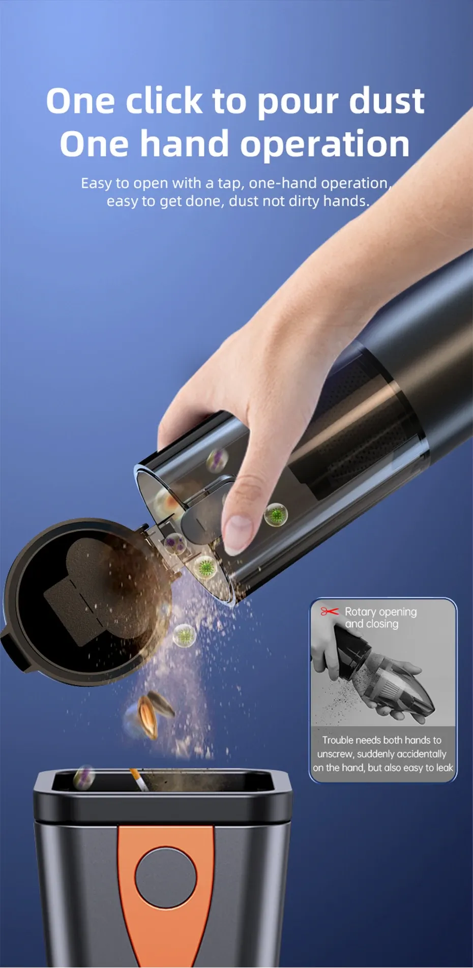 Aspirateur portatif, finition détaillée