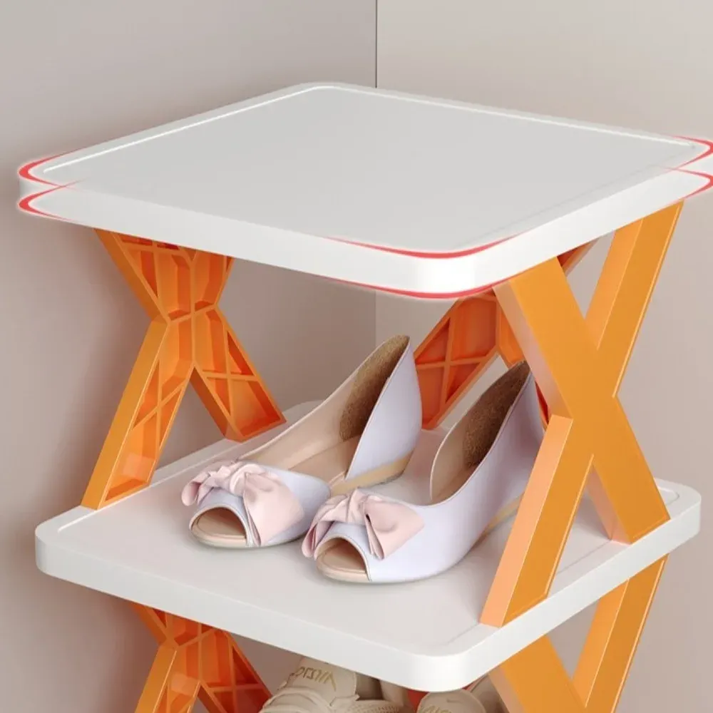 Étagère à chaussures pliante en plastique en forme de X, multicouche et démontable 3