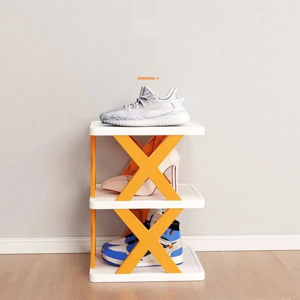 Étagère à chaussures pliante en plastique en forme de X, multicouche et démontable 2