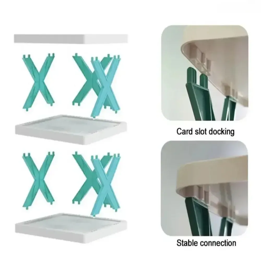 Étagère à chaussures pliante en plastique en forme de X, multicouche et démontable 5
