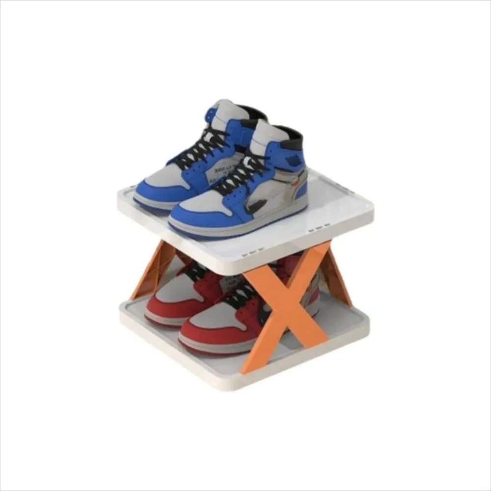 Étagère à chaussures pliante en plastique en forme de X, multicouche et démontable 7