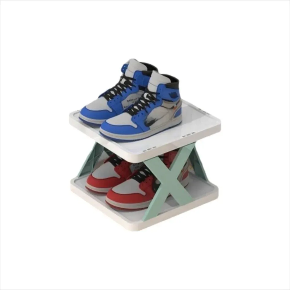 Étagère à chaussures pliante en plastique en forme de X, multicouche et démontable 14