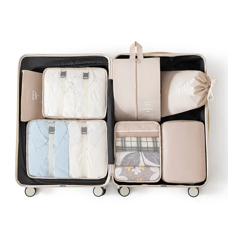 Ensemble d'organisateurs de voyage portables HTMCK - Cubes de rangement pour vêtements, chaussures, sacs de lavage et pochettes de rangement - Simplifiez vos voyages 2