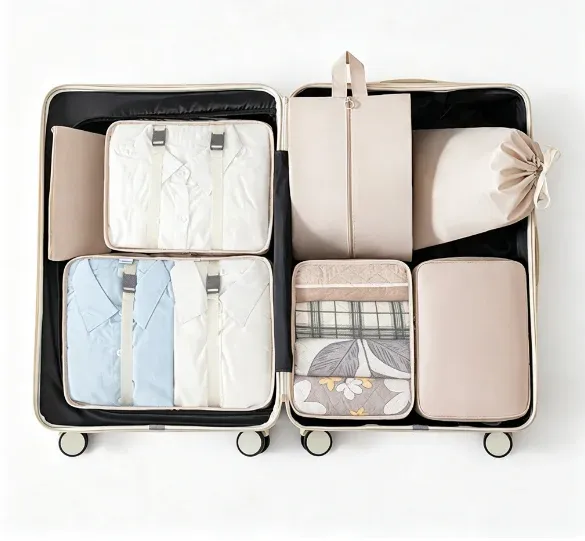 Ensemble d'organisateurs de voyage portables HTMCK - Cubes de rangement pour vêtements, chaussures, sacs de lavage et pochettes de rangement - Simplifiez vos voyages 3