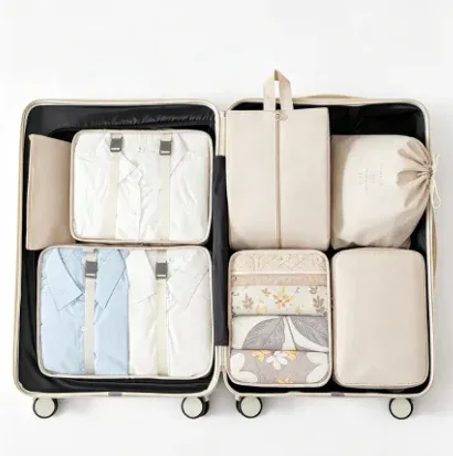 Ensemble d'organisateurs de voyage portables HTMCK - Cubes de rangement pour vêtements, chaussures, sacs de lavage et pochettes de rangement - Simplifiez vos voyages 4