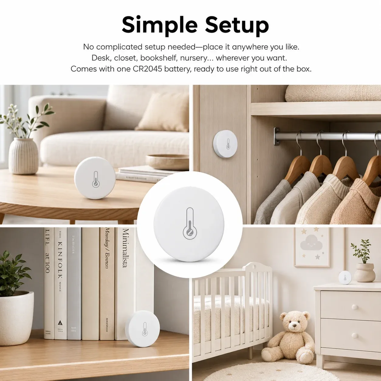 Capteur de température et d'humidité Zigbee Tuya pour intérieur, compatible Tuya Smart Life, Google Home, Home Assistant, Zigbee2MQTT et ZHA 5