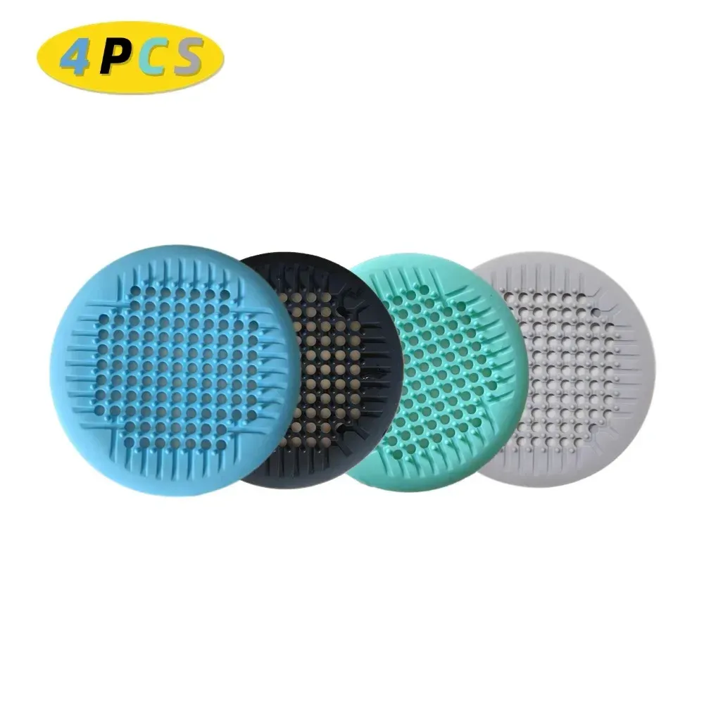 Attrape-cheveux de douche en silicone avec ventouse, couvercle de vidange pour baignoire et évier (lot de 1, 2 ou 4) 7