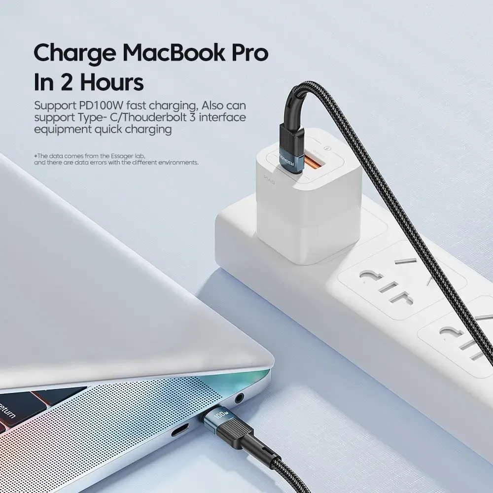 Câble USB-C vers USB-C 100W Essager, charge rapide PD, compatible MacBook, Samsung et Xiaomi 3