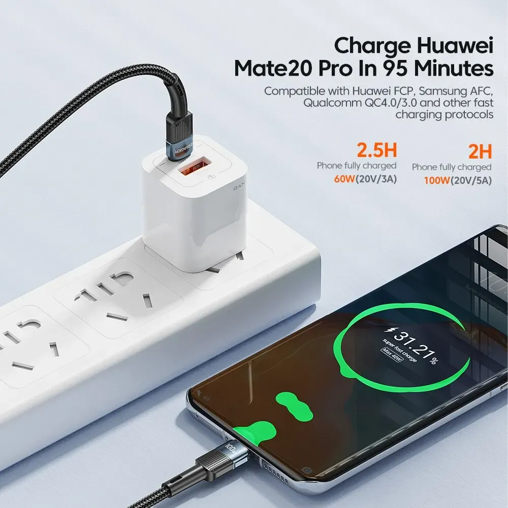 Câble USB-C vers USB-C 100W Essager, charge rapide PD, compatible MacBook, Samsung et Xiaomi 2