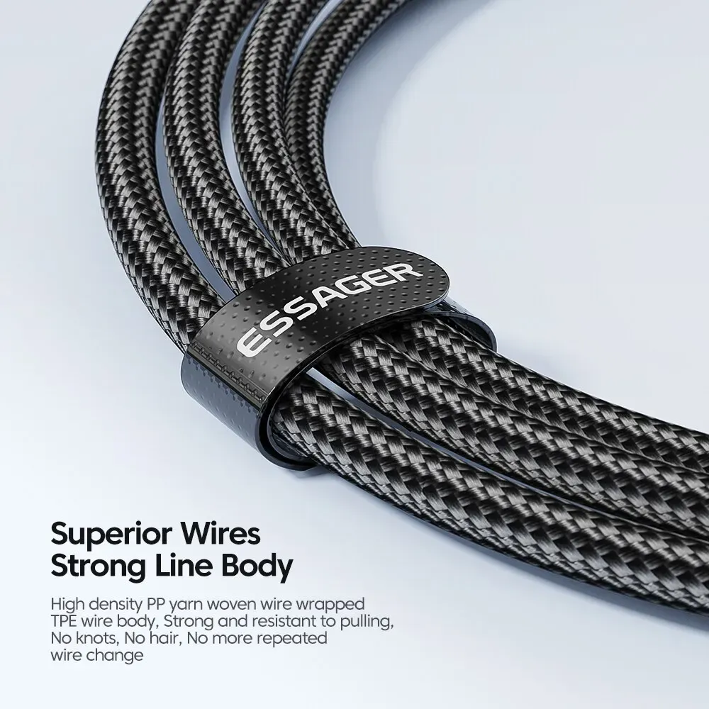 Câble USB-C vers USB-C 100W Essager, charge rapide PD, compatible MacBook, Samsung et Xiaomi 4