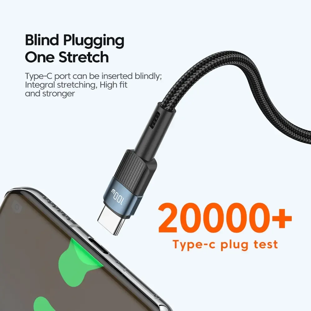 Câble USB-C vers USB-C 100W Essager, charge rapide PD, compatible MacBook, Samsung et Xiaomi 5