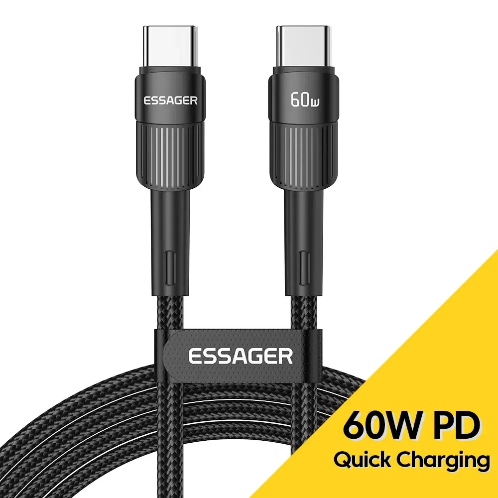 Câble USB-C vers USB-C 100W Essager, charge rapide PD, compatible MacBook, Samsung et Xiaomi 8