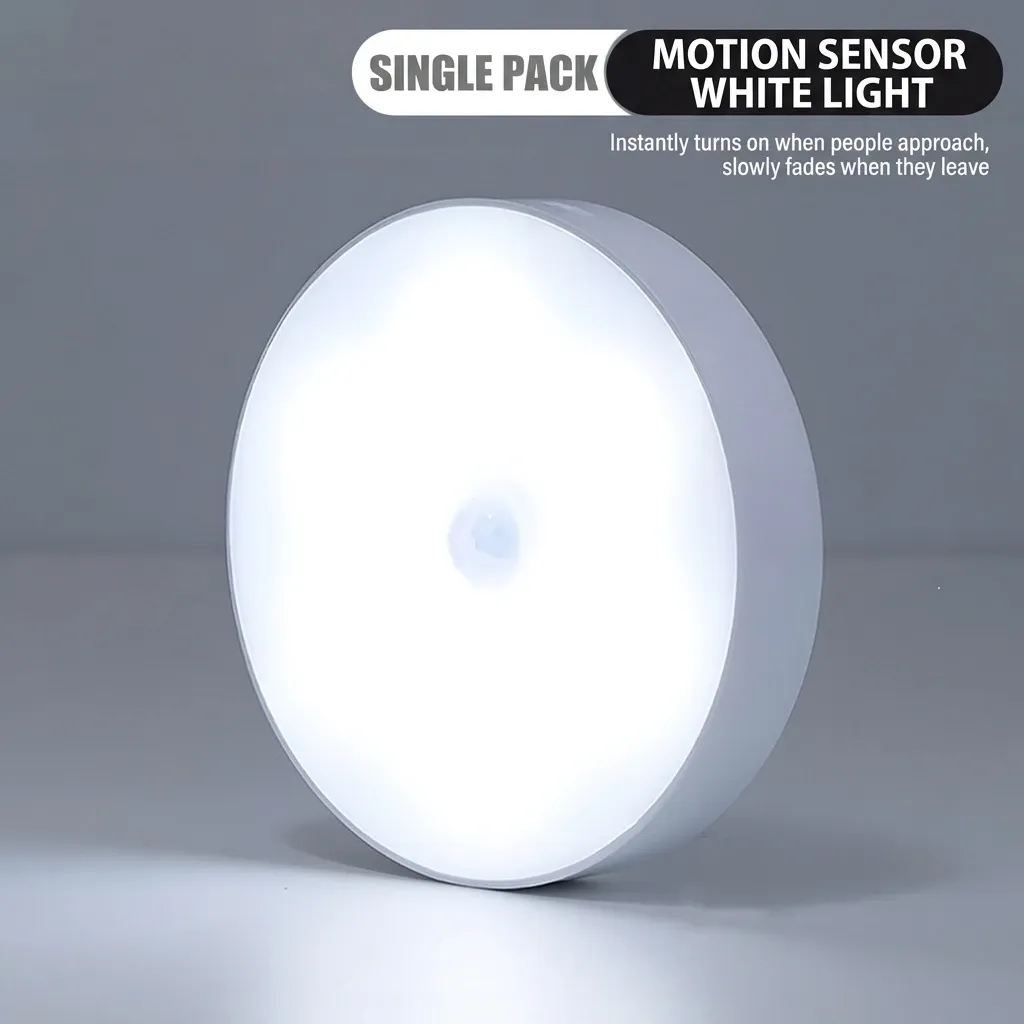 Veilleuse LED sans fil rechargeable par USB avec détecteur de mouvement, lumière chaleureuse pour placards et escaliers 8