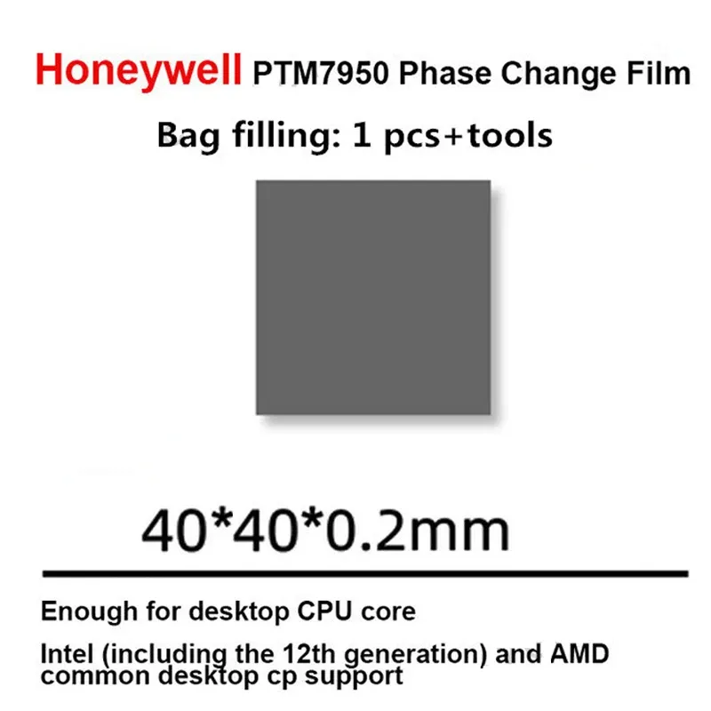 Pâte thermique à changement de phase Honeywell PTM7950 pour processeur et carte graphique, compatible ordinateur portable et refroidissement liquide, conductivité thermique 8,5 W/m·K 10