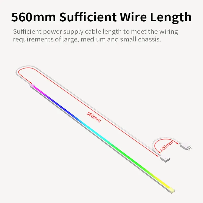 COOLCIRC Bande LED ARGB 40 cm pour PC, barre lumineuse 5 V 3 broches, compatible carte mère, éclairage d'ambiance coloré à personnaliser 5