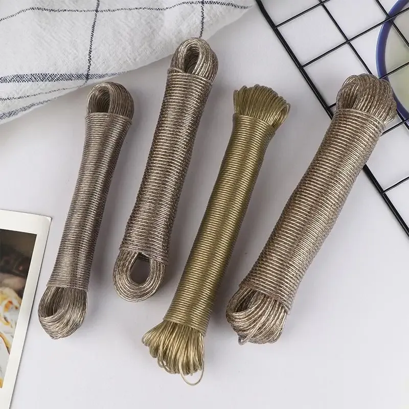 Corde à linge portable en acier avec revêtement PVC, utilisation en extérieur