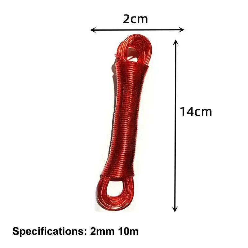 Corde à linge portable en acier revêtue de PVC, 10 à 50 m, pour extérieur et voyage 16