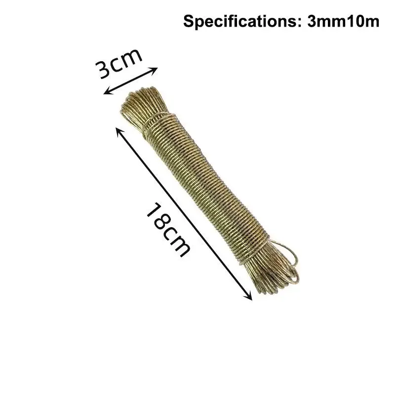 Corde à linge portable en acier revêtue de PVC, 10 à 50 m, pour extérieur et voyage 11