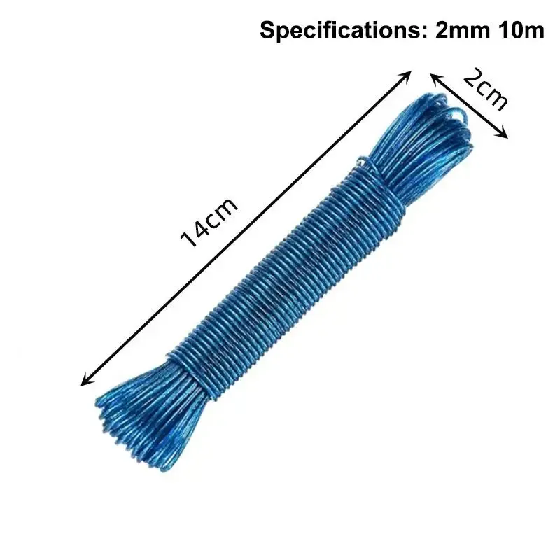Corde à linge portable en acier revêtue de PVC, 10 à 50 m, pour extérieur et voyage 7