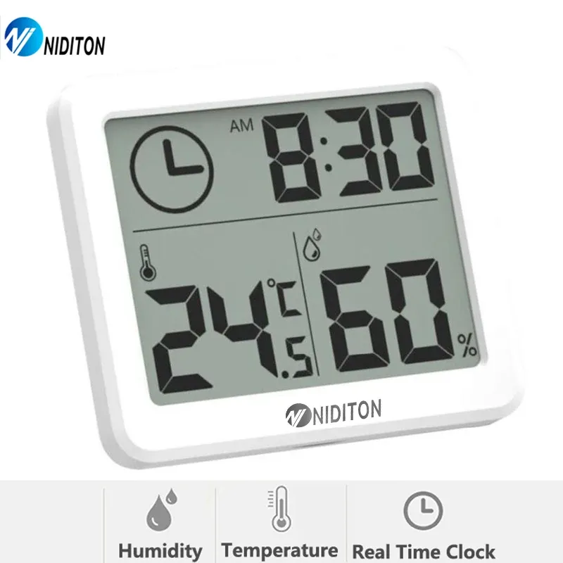 NIDIBOU - Horloge numérique de bureau avec affichage de la température et de l'humidité - Image 1