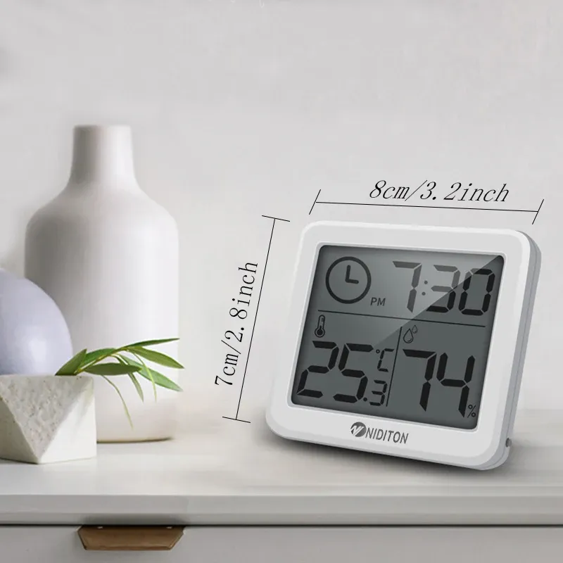 NIDIBOU - Horloge numérique de bureau avec affichage de la température et de l'humidité 5