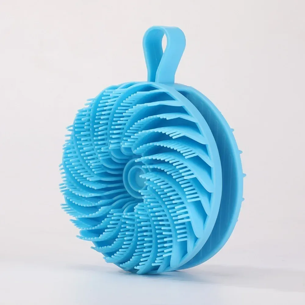 Brosse de douche en silicone double face à poils souples, multifonction : massage, nettoyage du corps et shampoing 14